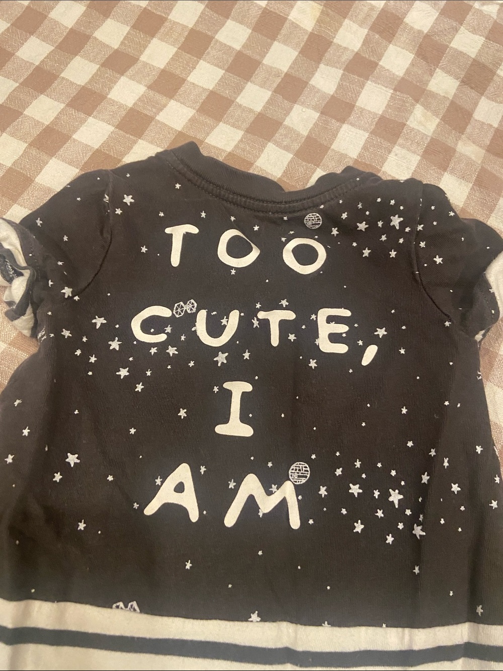GAP Black and White Star Stripe Baby Romper with Green Character Appliqué - Picture 3 of 5